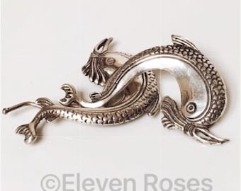 Vintage European 925 Sterling Silver Fish Jewelry Clips Extra Large Statement Greece Pipis Jewelry Free US Shipping