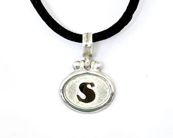 Two Tone Sterling Silver 18k Gold Initial S Pendant