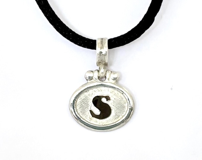 Two Tone Sterling Silver 18k Gold Initial S Pendant