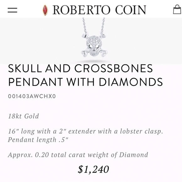 Roberto Coin Diamond Skull Pendant Necklace 750 18k Gold Tiny Roberto Coin Diamond Skull Pendant Necklace 750 18k Gold Tiny Treasures Free Us