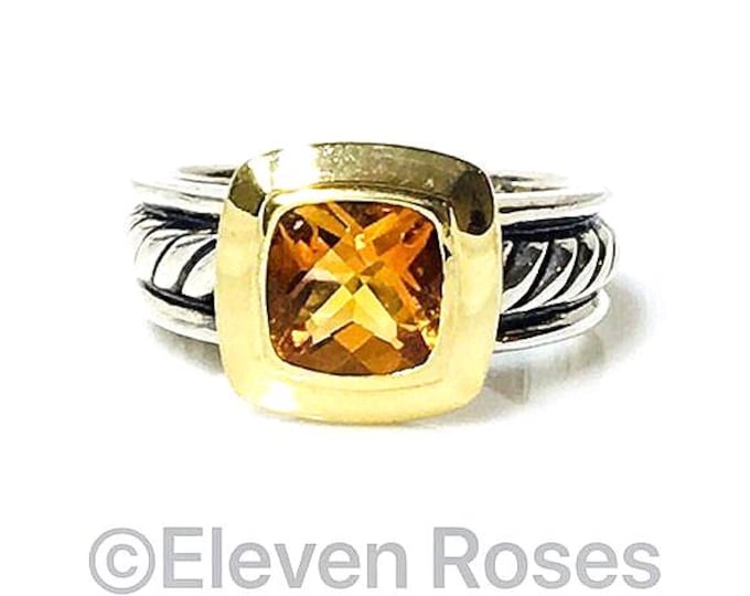 Vintage Yurman Citrine Ring Sterling Silver 18k Gold
