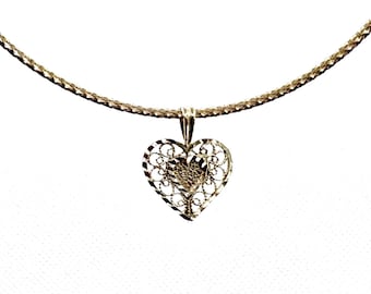 14k Gold Filigree Heart Pendant
