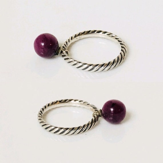 Yurman Ruby Ball Dangle Cable Ring 925 Sterling S… - image 3