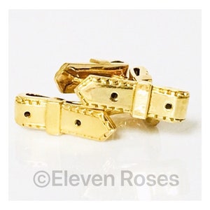 Vintage Hermes 750 18k Gold Belt Buckle Cufflinks Cuff Links