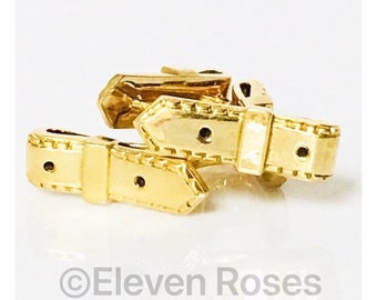 Vintage Hermes 750 18k Gold Belt Buckle Cufflinks Cuff Links