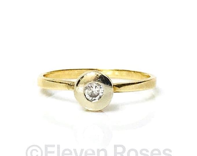 Vintage 14k Yellow & White Gold Diamond Solitaire Ring