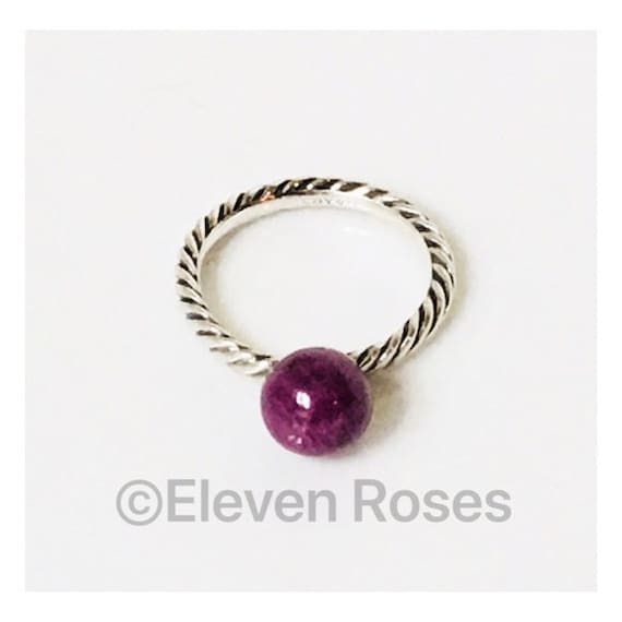 Yurman Ruby Ball Dangle Cable Ring 925 Sterling S… - image 1