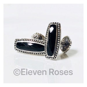 Boutons De Manchette Scott Kay En Argent Sterling Avec Saphir Noir - Neuf Sans Emballage