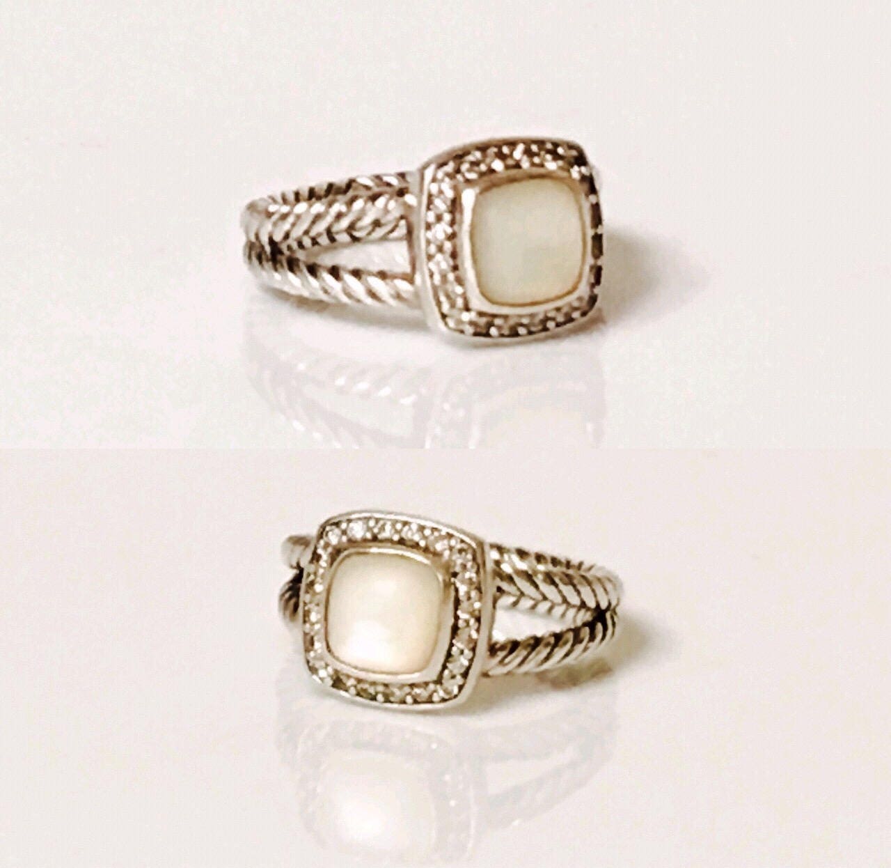 Reserved / David Yurman Mother Of Pearl & Diamond Petite Albion Ring