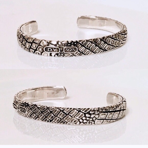 Men's David Yurman Naturals Gator Cuff Bracelet 925 Sterling Silver