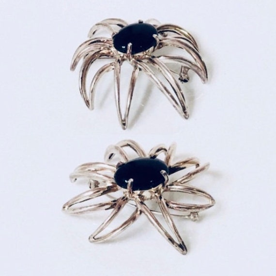 Tiffany & Co. Large Black Onyx Fireworks Brooch 925 Sterling
