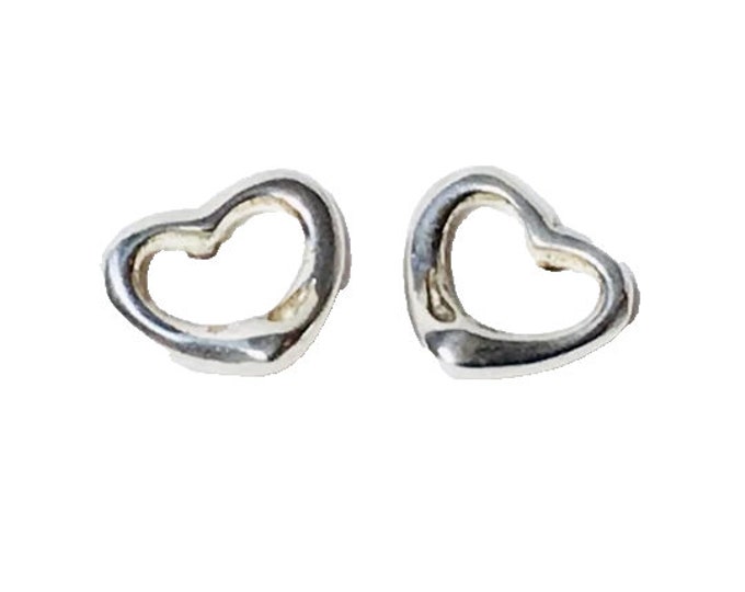 Tiffany & Co. Elsa Peretti Open Heart Earrings 925 Sterling Silver Free US Shipping