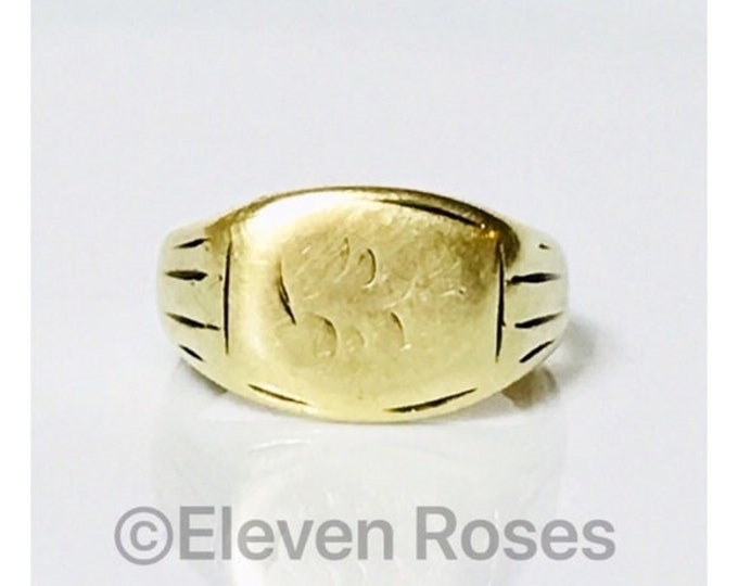 Vintage Antique Solid 585 14k Gold Monogram Signet Ring Free US Shipping