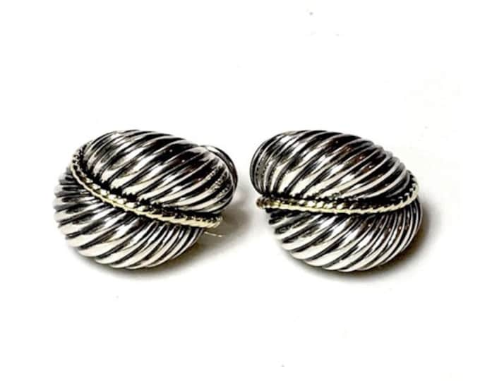 Vintage Yurman Extra Large Cable Dome Earrings 925 Sterling Silver 14k Gold