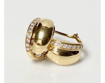 Preowned Designer Movado 750 18k Gold Diamond Earrings