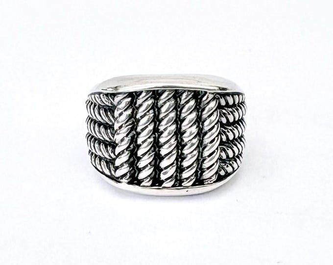Men's David Yurman Wide Maritime Rope Ring 925 Sterling Silver