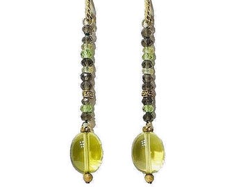 Yurman Solid 18k Gold Long Dangle Gemstone Drop Earrings