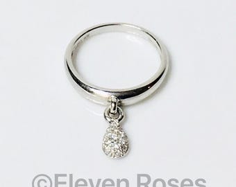 14k Gold Diamond Charm Dangle Ring