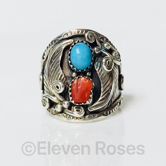 Skyscraping Zuni Neede Turquoise Sterling Native American Jewelry Silver Huge Ring Skyscraping Zuni Neede Turquoise Sterling Native American Jewelry Silver Huge Ring