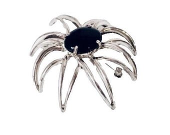 Tiffany & Co. Large Black Onyx Fireworks Brooch 925 Sterling Silver