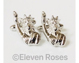 New York Statue Of Liberty Cufflinks Cuff Links 925 Sterling Silver Free US Shipping