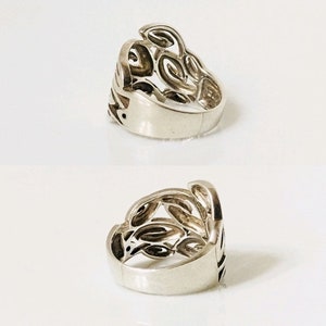 925 Sterling Silver Thick Open Metal Work Extra Wide Ring Free US ...
