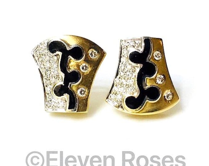 Designer 750 18k Gold Diamond Statement Earrings