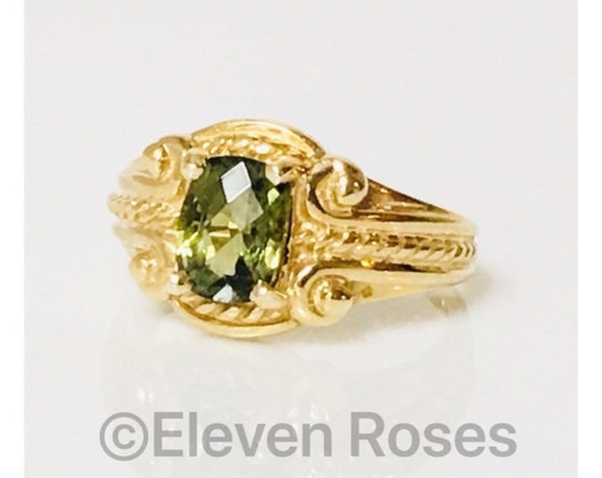 Large 585 14k Gold Green Tourmaline Ring Free US Shipping