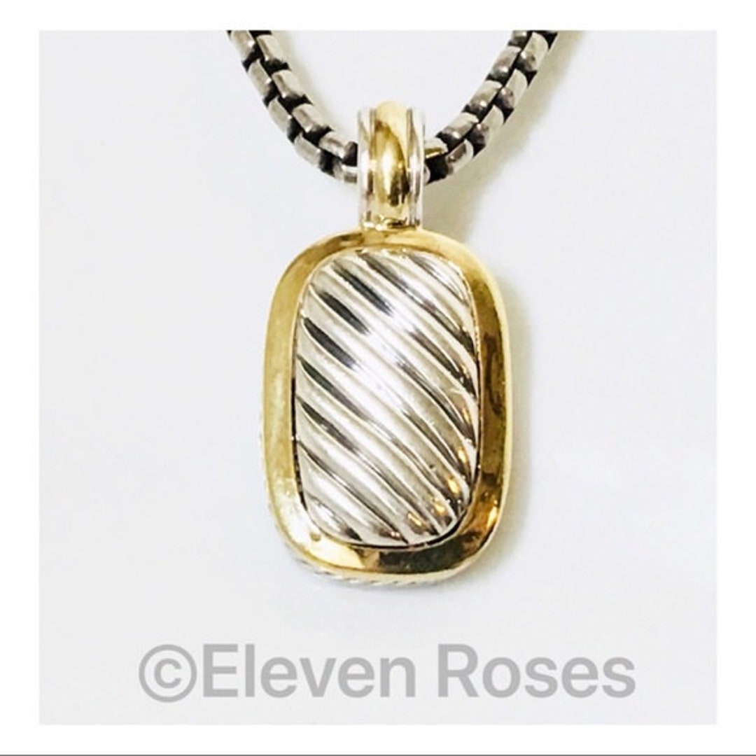 Yurman Enhancer Pendant Box Chain Necklace 925 Sterling Silver