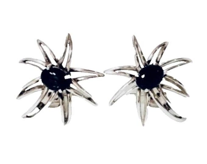 Tiffany & Co. Large Black Onyx Fireworks Earrings 925 Sterling Silver