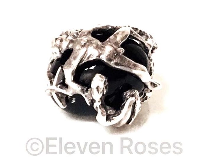 Large Black Onyx Brutalist Organic Nude Art Form Ring 925 Sterling Silver