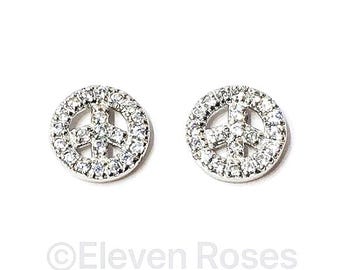 Sterling Silver Peace Sign Earrings