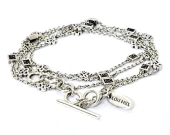 Lois Hill Long Station Chain Necklace 925 Sterling Silver