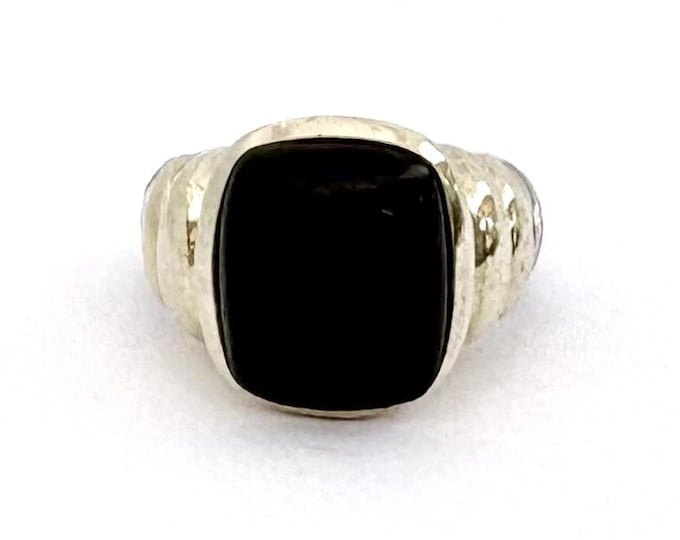 David Yurman Large Black Onyx Noblesse Statement Ring 925 Sterling Silver 14k Gold