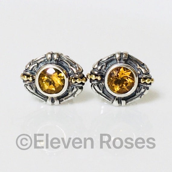 Lagos Caviar Citrine Stud Earrings 925 Sterling S… - image 7
