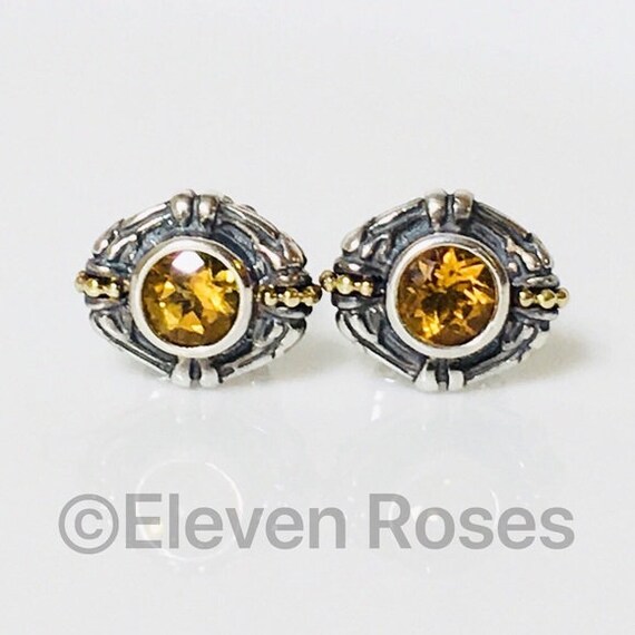 Lagos Caviar Citrine Stud Earrings 925 Sterling S… - image 7