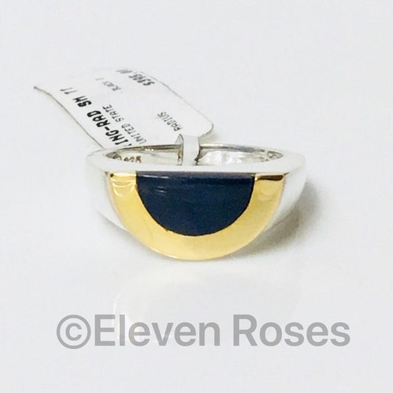 Movado Black Onyx Radius Ring 925 Sterling Silver… - image 8