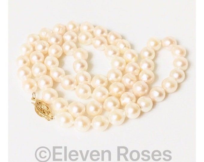 14k Gold Classic Pearl Strand Necklace Free US Shipping