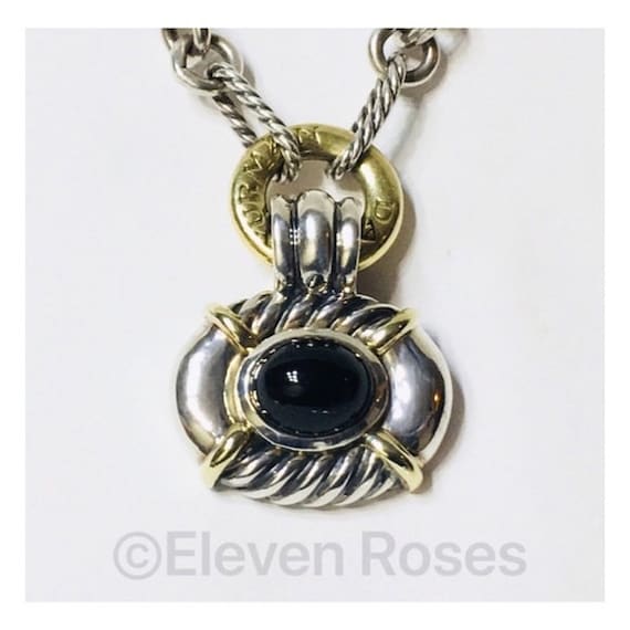 Vintage Yurman Large Black Onyx Enhancer Pendant … - image 1