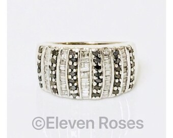 10k Gold Black & White Diamond Dome Band Ring Free US Shipping