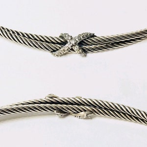 David Yurman Diamond X Double Cable Choker Necklace DY 925 - Etsy