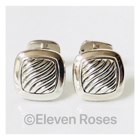 David Yurman Classic Cable Cufflinks Cuff Links DY 925 Sterling Silver