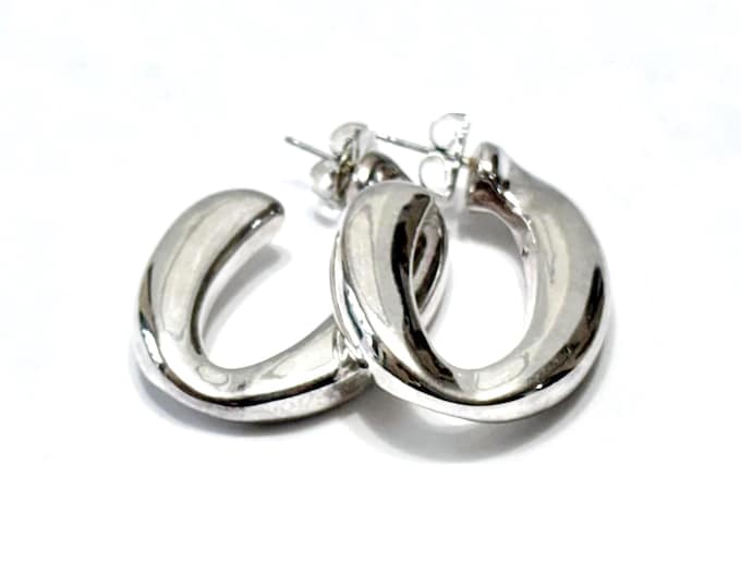 Simon Sebbag Oval Hoop Earrings 925 Sterling Silver