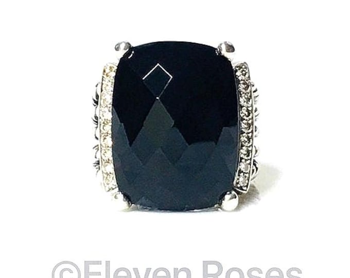 Yurman Large Black Onyx Diamond Wheaton Ring
