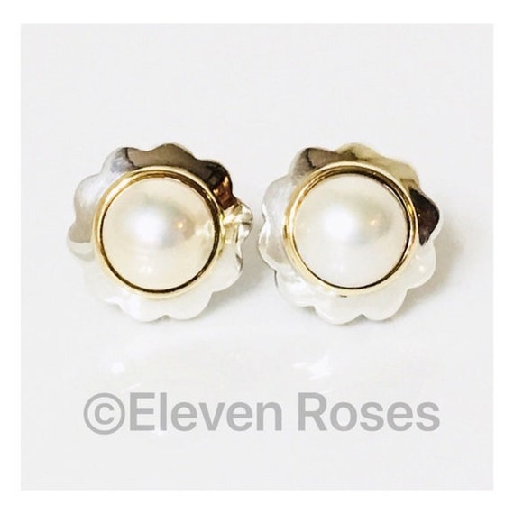 Vintage Tiffany Co. Mabe Pearl Earrings 925 Sterling Silver 750