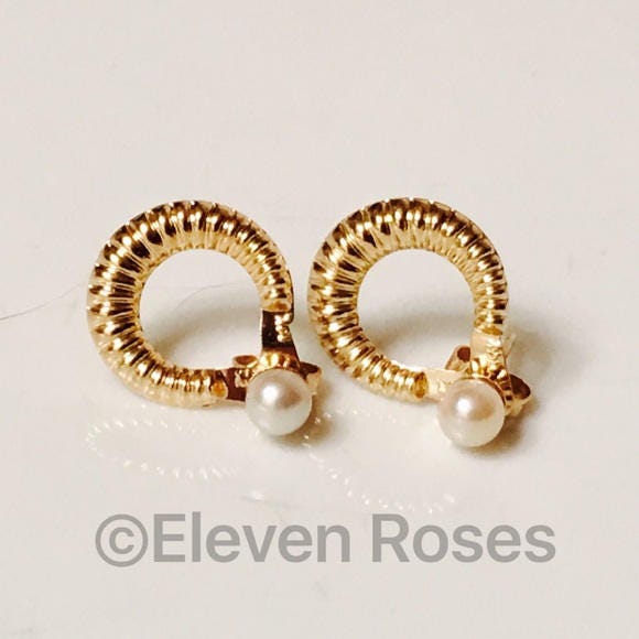 585 14k Gold Pearl Stud Earrings With Detachable Enhancer Jackets Free ...