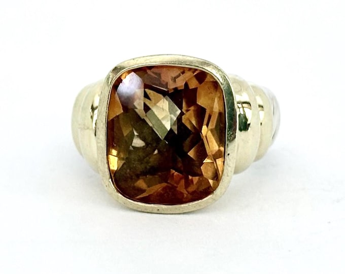 David Yurman Large Citrine Noblesse Statement Ring 925 Sterling Silver 14k Gold
