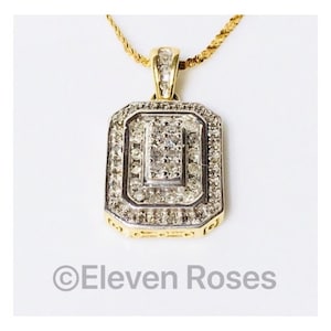 10k Two Tone White & Yellow Gold Diamond Statement Pendant Free US Shipping