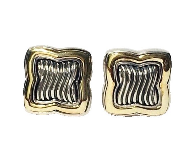 Vintage David Yurman Large Quatrefoil Earrings 925 Sterling Silver 750 18k Yellow Gold