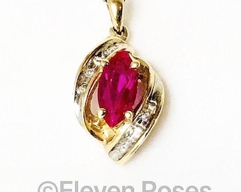 10k Gold Ruby & Diamond Pendant